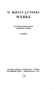 Cover of: D. Martin Luthers Werke