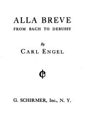 Cover of: Alla Breve: From Bach to Debussy