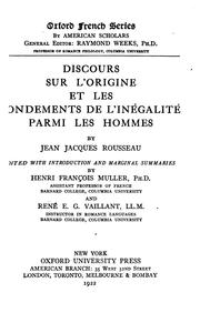 Cover of: Discours sur l'origine et les fondements de l'inégalité parmi les hommes