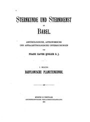 Cover of: Sternkunde und Sterndienst in Babel by Franz Xaver Kugler
