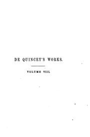 Cover of: De Quincey's works