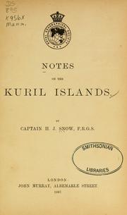 Cover of: Notes on the Kuril Islands