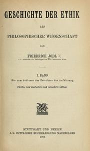 Cover of: Geschichte der ethik als philosophischer wissenschaft