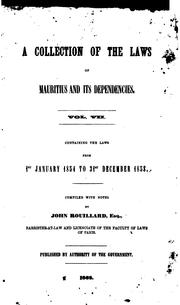 Cover of: A Collection of the Laws of Mauritius and Its Dependencies