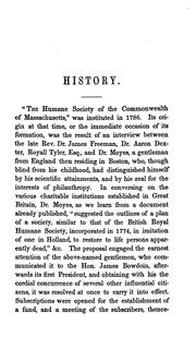 Cover of: History of the Humane Society of Massachusetts: With a Selected List of Premiums Awarded by the ...