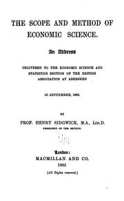 Cover of: The scope and method of economic science. by Henry Sidgwick