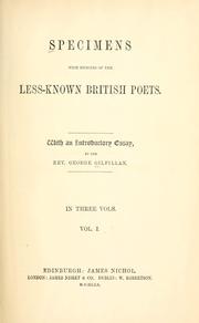 Cover of: Specimens with memoirs of the less-known British poets. by George Gilfillan