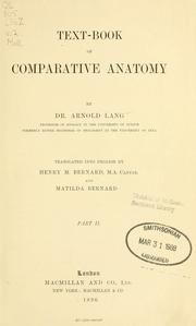 Cover of: Text-book of comparative anatomy by Arnold Lang