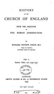 Cover of: History of the Church of England from the Abolition of the Roman Jurisdiction