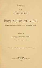 Cover of: Records of the First church of Rockingham, Vermont by Rockingham, Vermont. First church.