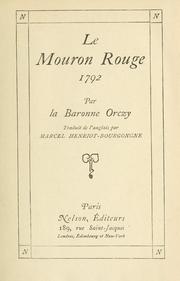 Cover of: Le mouron rouge, 1792 by Emmuska Orczy, Baroness Orczy