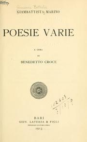 Cover of: Poesie varie, a cura di Benedetto Croce