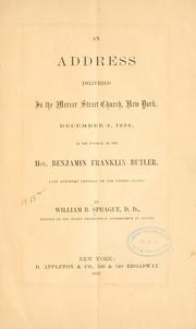 Cover of: address delivered in the Mercer street church