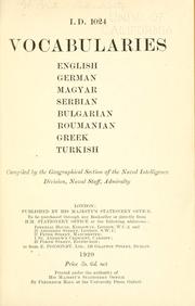 Cover of: Vocabularies: English, German, Magyar, Serbian, Bulgarian, Roumanian, Greek, Turkish. by Great Britain. Admiralty.