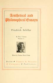 Cover of: Aesthetical and philosophical essays by Friedrich Schiller