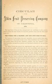 Cover of: The Alden process of pneumatic evaporation for preserving and perfecting fruits, vegetables, meats, fish, etc. by 