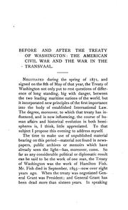 Cover of: Before and After the Treaty of Washington: The American Civil War and the War in the Transvaal ...