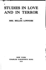 Studies in love and in terror by Marie Adelaide (Belloc) Lowndes