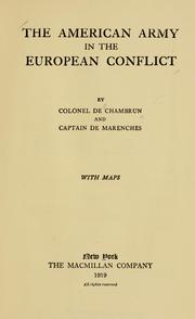 Cover of: The American army in the European conflict