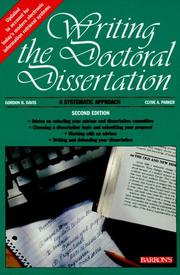 Writing the doctoral dissertation by Gordon Bitter Davis