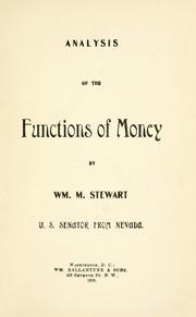 Cover of: Analysis of the functions of money