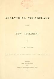 Cover of: An analytical vocabulary of the New Testament by F. W. Baller