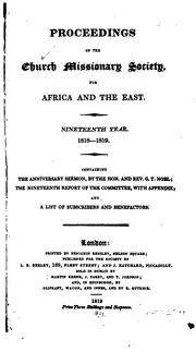 Cover of: Proceedings of the Church Missionary Society for Africa and the East...