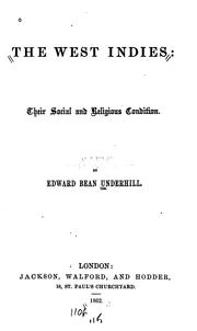 Cover of: The West Indies: Their Social and Religious Condition