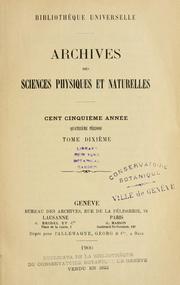 Cover of: Archives des sciences physiques et naturelles. by 