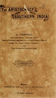 Cover of: The aristocracy of southern India by A. Vadivelu