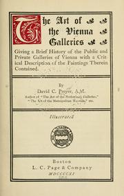 Cover of: The art of the Vienna galleries. by David Charles Preyer