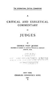 Cover of: A Critical and Exegetical Commentary on Judges