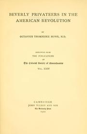 Beverly privateers in the American revolution by Octavius T. Howe