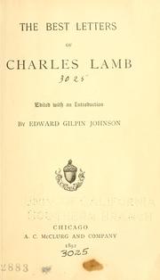 Cover of: The best letters of Charles Lamb