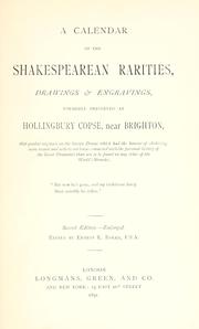 Cover of: A calendar of the Shakespearean rarities: drawings and engravings formerly preserved at Hollingbury copse, near Brighton.