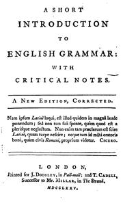 Cover of: A Short Introduction to English Grammar: With Critical Notes