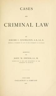 Cover of: Cases on criminal law by Jerome C. Knowlton