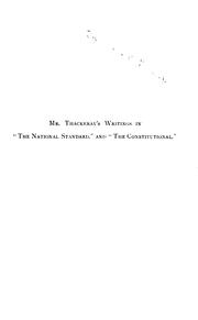 Cover of: Mr. Thackeray's Writings in "The National Standard," and "Constitutional."