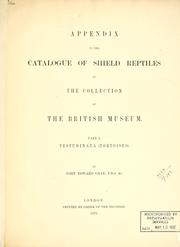 Cover of: Catalogue of shielf reptiles in the collection of the British Museum.: Pt. 1, Appendix.