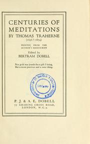 Cover of: Centuries of meditations by Thomas Traherne