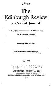 Cover of: The Edinburgh Review: Or Critical Journal