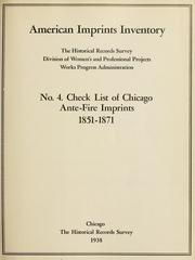 Cover of: Check list of Chicago ante-fire imprints, 1851-1871.