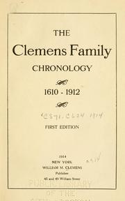 Cover of: Clemens family chronology, 1610-1912.