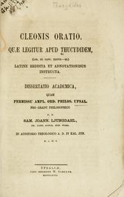 Cover of: Cleonis oratio. by Thucydides
