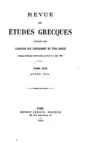 Revue des études grecques by Association pour l 'encouragement des études grecques en France