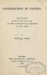 Cover of: Considerations on painting: lectures given in the year 1893 at the Metropolitan Museum of New York