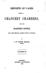 Cover of: Chancery Chambers Reports