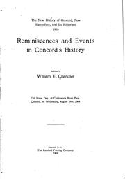 Reminiscences and Events in Concord's History by William Eaton Chandler