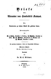 Cover of: Briefe über Alexander von Humboldt's Kosmos: Ein Commentar zu diesem Werke ..