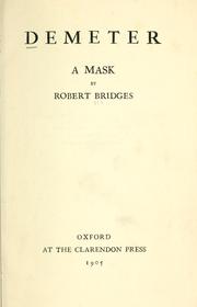 Cover of: Demeter by Robert Seymour Bridges